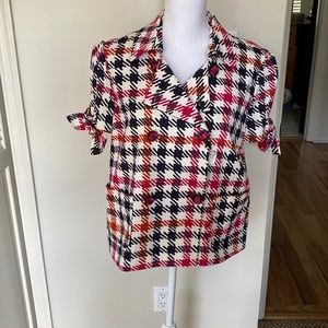 Red by Valentino Double breasted cropped multi colored houndstooth blazer
